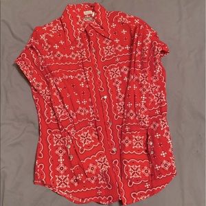 Vintage Bandana print Button down western shirt